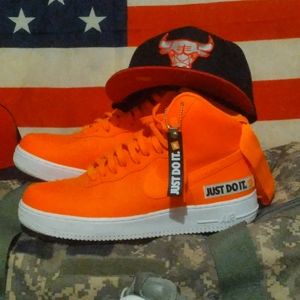 Nike af1 orange high top strap